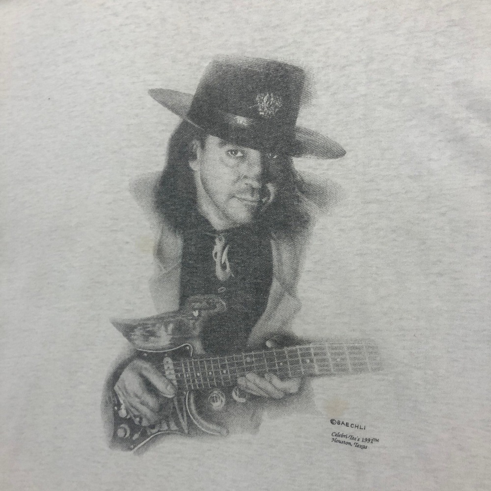 Vintage 90s Stevie Ray‎ Vaughan T Shirt Celebrity Tee Baechli Houston